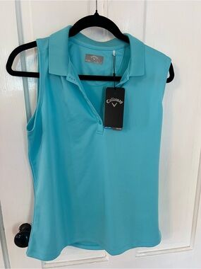 Callaway Women's Sleeveless Polo Tank - Aqua Blue